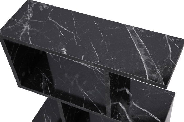 Hanah Home Mesa Auxiliar Life Negro Marble 60x60x20 cm Tablero Melamina Estante 27 cm